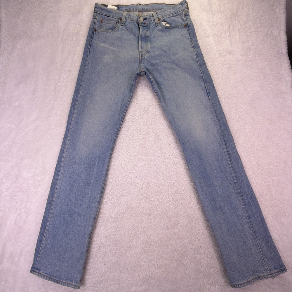 VTG Levis 501 Button-Fly Jeans Mens 30x32 Straight Leg Light Wash Cotton Denim